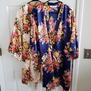 Two Floral Silky Robes
